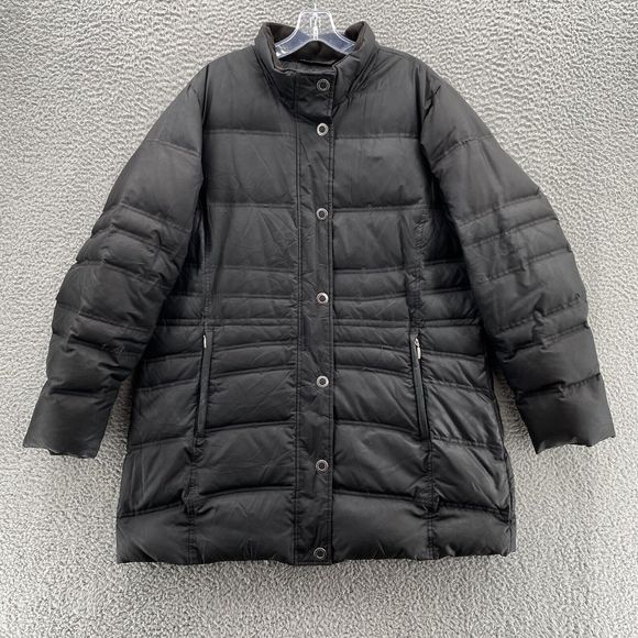 Eddie Bauer Jacket XL Black Goose Down 700 Fill Puffer Parka Quilt Outdoor Men's - Picture 1 of 8